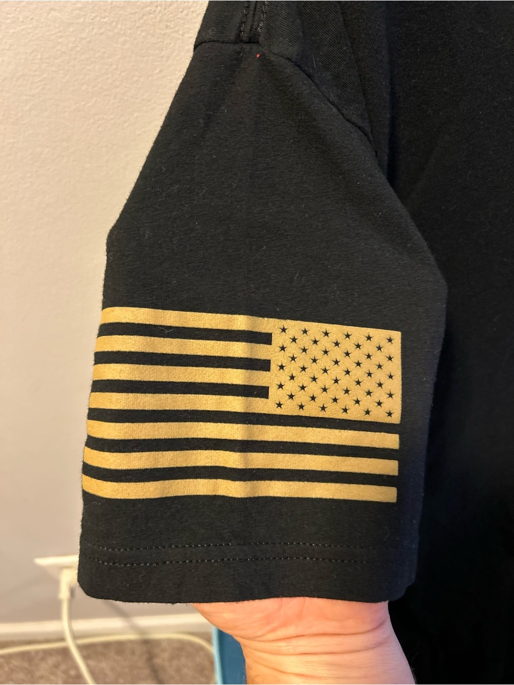 Grunt Style Black Short-Sleeve Tee with Gold Sleeve Flag - Picture 3 of 4